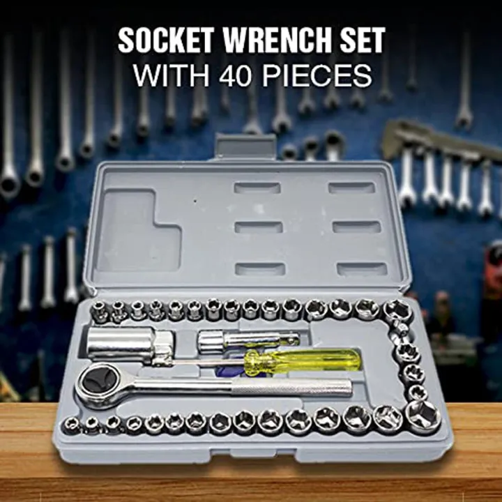 40 Piece Household Hardware Toolbox Socket Ratchet Handle Auto Repair Tool Combination Package
